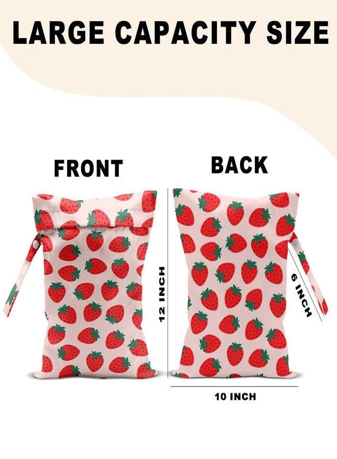CQM 2Pcs Summer Fruits Wet Bags 12x10 Inch, Strawberry Orange Waterproof Travel Laundry Bags, Reusable Wet Dry Bag for Swimsuit Beach Diapers Dirty Yoga Gym Clothes, Travel Gifts for Women Friend - Image 2